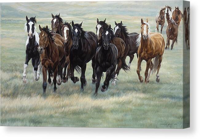 Michelle Grant Canvas Print featuring the painting Stampede by JQ Licensing