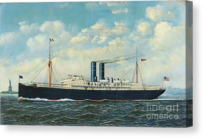 Antonio Jacobsen Canvas Print featuring the painting Steamship Merida In New York Harbor by MotionAge Designs
