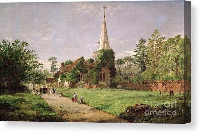 Stoke Canvas Print featuring the painting Stoke Poges Church by Jasper Francis Cropsey