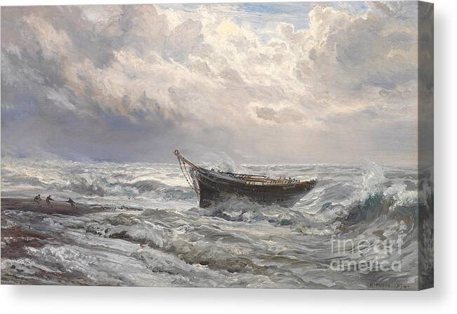 Boat Canvas Print featuring the painting Stormy Seas by Henry Moore