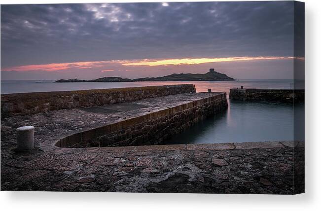 Beautiful Canvas Print featuring the photograph Sunrise in Coliemore Harbour - Dublin, Ireland - Seascape photography by Giuseppe Milo