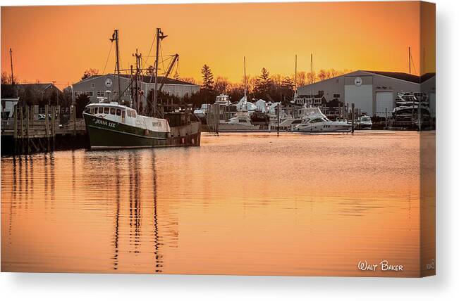 Sunrise Canvas Print featuring the photograph Sunrise on Hyannis Harbor by Walt Baker