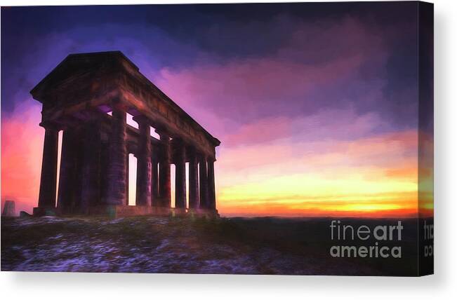 Penshaw Monument Canvas Print featuring the photograph Sunrise over Penshaw Monument No.2 by Phill Thornton