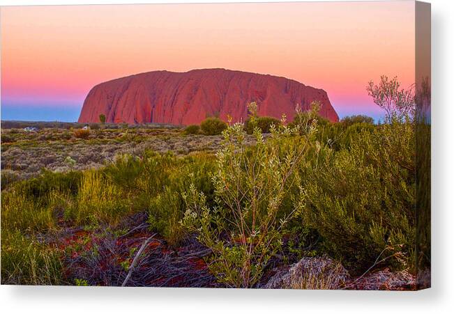 Ayers Rock Canvas Print featuring the photograph Sunset at Ayers Rock by Venetia Featherstone-Witty