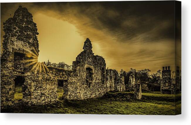 Gracedieu Canvas Print featuring the photograph Sunset at Grace Dieu by Nick Bywater