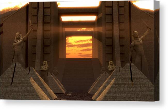 Egypt Canvas Print featuring the digital art Sunset at the Temple by William Ladson
