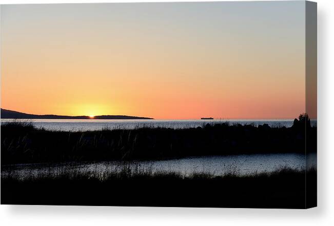 Sunset Orcas Island Canvas Print featuring the photograph Sunset on Orcas Island by Debra Sabeck