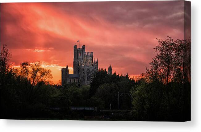 Architecture Canvas Print featuring the photograph Sunset over Ely by James Billings