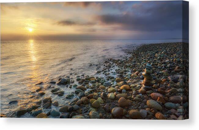 Cairn Canvas Print featuring the photograph Sunset Zen by Bill Wakeley
