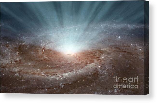 Galaxy Canvas Print featuring the photograph Supermassive Black Hole by Science Source
