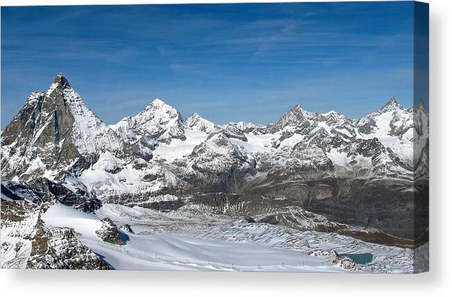 Zermatt Canvas Print featuring the photograph Swiss Glacier View by Sue Morris