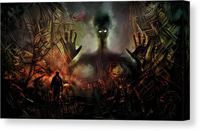 The Alien Canvas Print featuring the mixed media The Alien by Lilia S