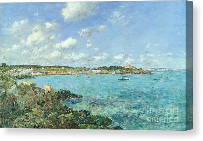 The Canvas Print featuring the painting The Bay of Douarnenez by Eugene Louis Boudin