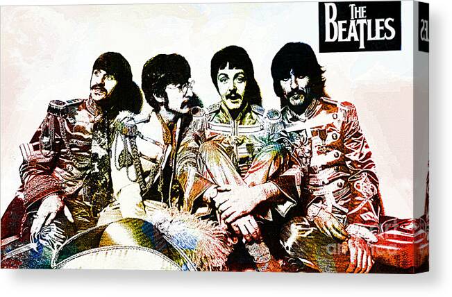 The Beatles Canvas Print featuring the drawing The Beatles--Sargent Peppers Lonely Hearts Club Band by Ian Gledhill