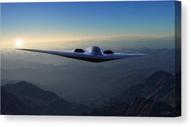 B-2 Canvas Print featuring the digital art The Black Knight by Peter Chilelli