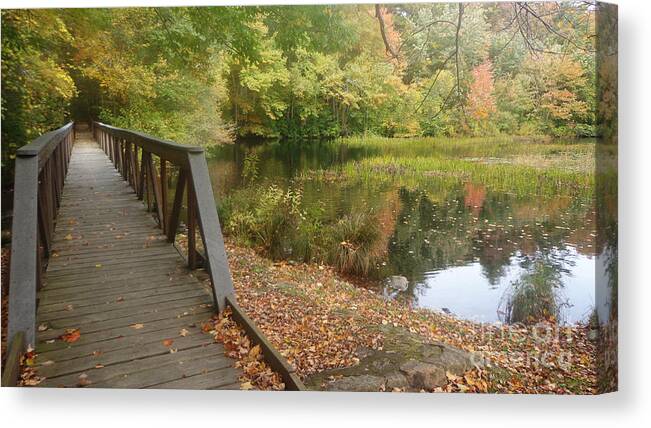 Arcadia Rhode Island Canvas Print featuring the photograph The Bridge through Arcadia by Leslie M Browning