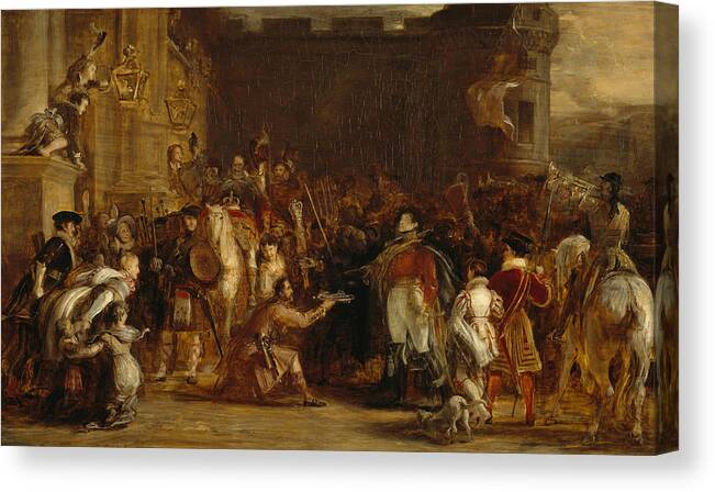 David Wilkie Canvas Print featuring the painting The Entrance of George IV at the Palace of Holyroodhouse by David Wilkie