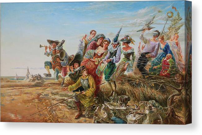 Russian Artists New Wave Canvas Print featuring the painting The Journey. From Triptych Procession by Maya Gusarina