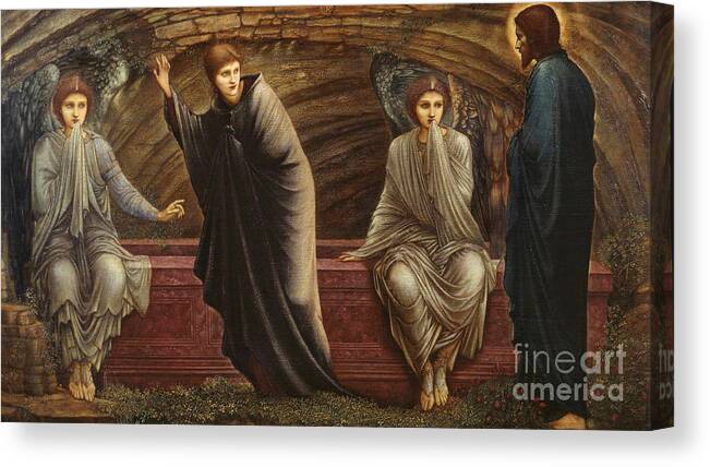 The Morning Of The Resurrection 1886 Sir Edward Coley Burne-jones Canvas Print featuring the painting The Morning of the Resurrection by MotionAge Designs
