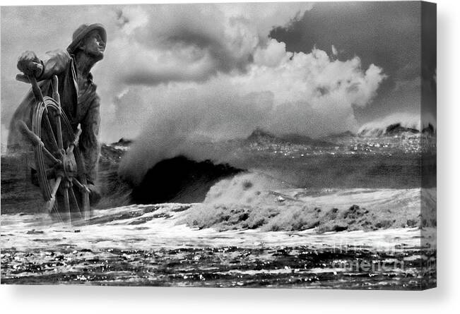 Maritime Canvas Print featuring the photograph They That Go Down To Sea Bnw by Skip Willits