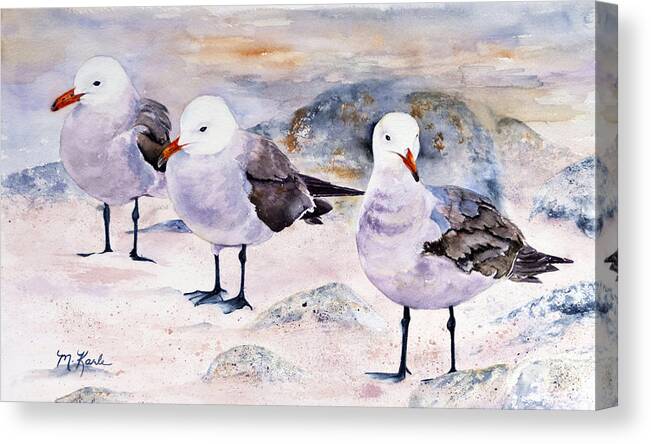 Birds Canvas Print featuring the painting Three Carmelites by Marsha Karle