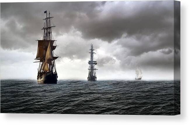Sailing Canvas Print featuring the digital art Three Sisters by Peter Chilelli