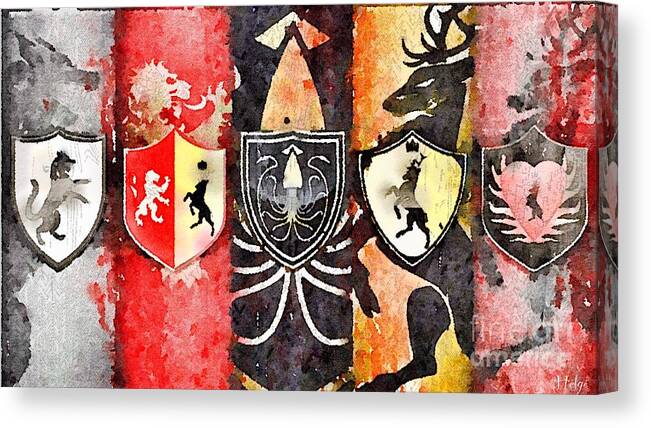 Game Of Thrones Canvas Print featuring the painting Thrones by HELGE Art Gallery