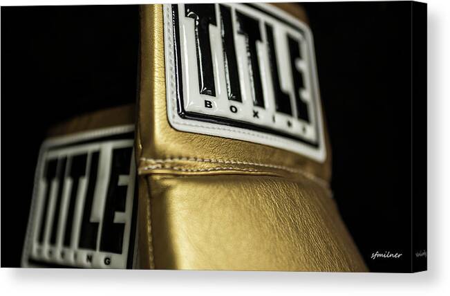 Title Canvas Print featuring the photograph Title Boxing Gloves by Steven Milner