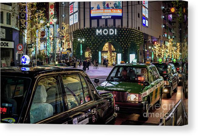 People Canvas Print featuring the photograph Tokyo Taxis, Japan by Perry Rodriguez