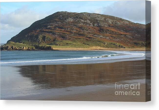 Wet Sand Canvas Print featuring the photograph Tullagh Strand Reflections Donegal Ireland by Eddie Barron