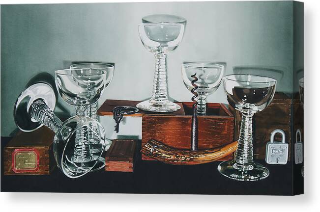 Glassware Canvas Print featuring the painting Under Lock and Key by Denny Bond
