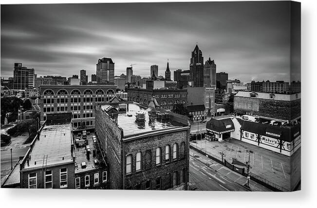 B&w Canvas Print featuring the photograph Vintage Milwaukee by Josh Eral