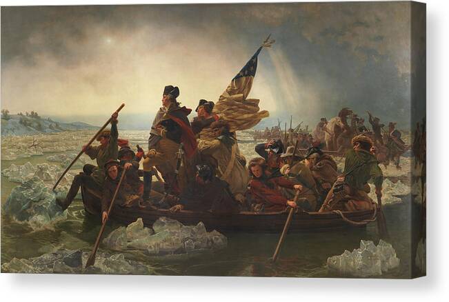 George Washington Canvas Print featuring the painting Washington Crossing The Delaware by War Is Hell Store