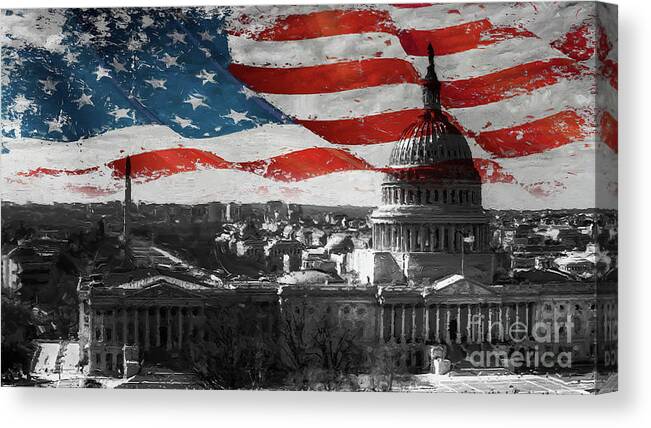 American Canvas Print featuring the painting Washington DC 56T by Gull G