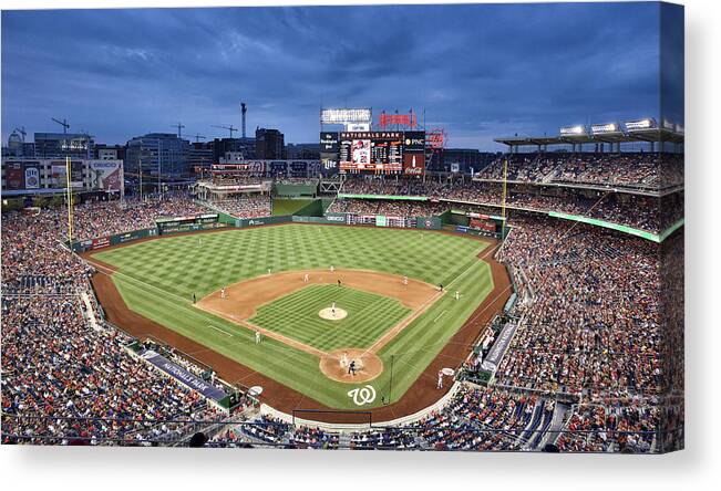 baseball Stadium Canvas Print featuring the photograph Washington Nationals Park - DC by Brendan Reals
