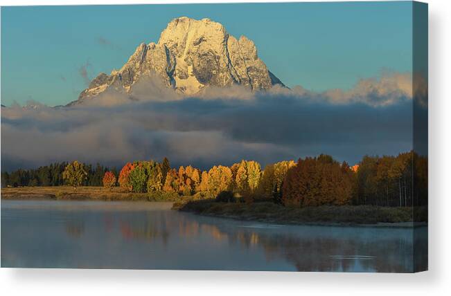Mount Moran Canvas Print featuring the photograph Watching Light Dispel Darkness by Yeates Photography