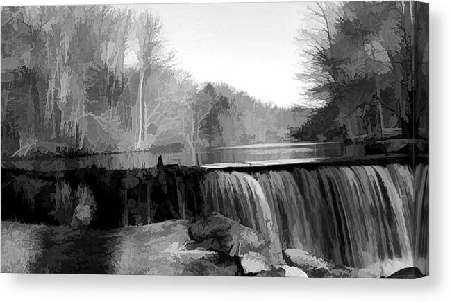 Waterfall Canvas Print featuring the digital art Waterfall at Jelliff Mill by Xine Segalas