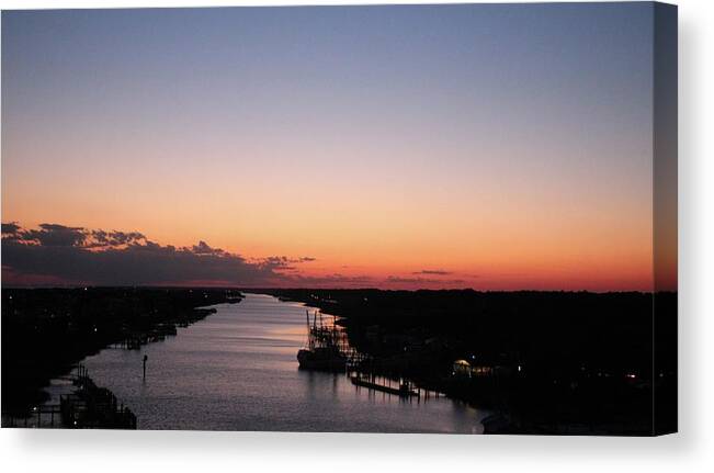 Holden Beach Canvas Print featuring the photograph Waterway Sunset #1 by Cynthia Guinn