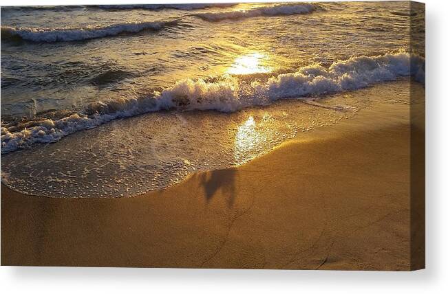 Sunset Canvas Print featuring the photograph Waves After Storm by Florene Welebny
