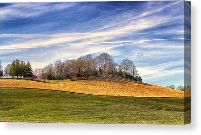 Autumn Canvas Print featuring the photograph Waves of Earth and Sky by Bill and Linda Tiepelman
