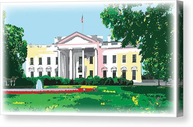 White House Canvas Print featuring the digital art White House, Washington DC by Inge Lewis
