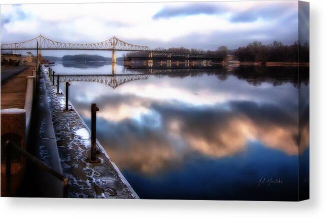 River Canvas Print featuring the photograph Winter at the Levee by Al Mueller