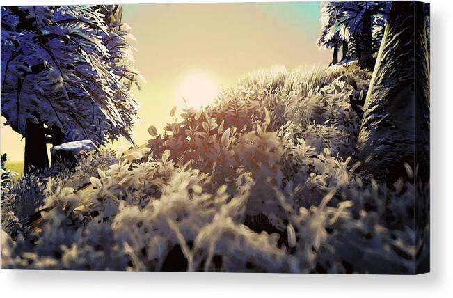 Snowy Paradise Canvas Print featuring the painting Winter Fields by AM FineArtPrints