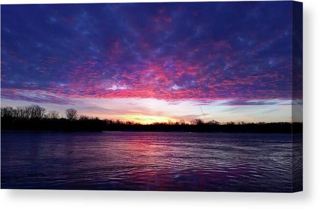 Wisconsin River Canvas Print featuring the photograph Winter Sunrise On The Wisconsin River by Brook Burling