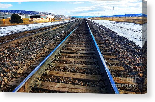 Southwest Landscape Canvas Print featuring the photograph Working on the railroad by Robert WK Clark