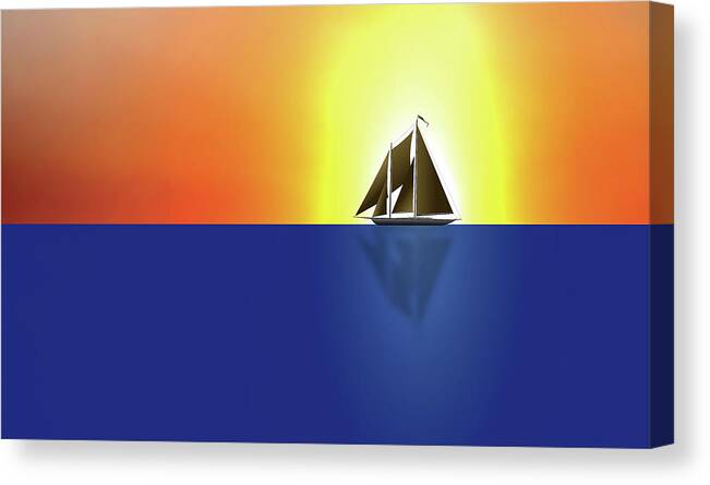 Digital Art Canvas Print featuring the digital art Yacht in sunlight by Michael Goyberg