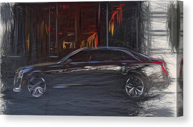 Cadillac Canvas Print featuring the digital art Cadillac CT6 Draw #2 by CarsToon Concept