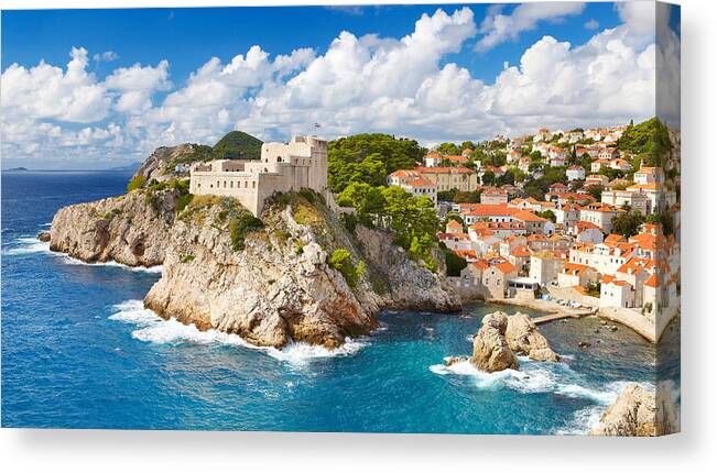 Landscape Canvas Print featuring the photograph Dubrovnik Old Town, Croatia #1 by Jan Wlodarczyk