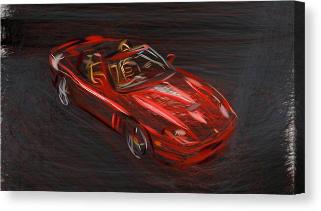 Ferrari Canvas Print featuring the digital art Ferrari 575M Superamerica Draw #1 by CarsToon Concept