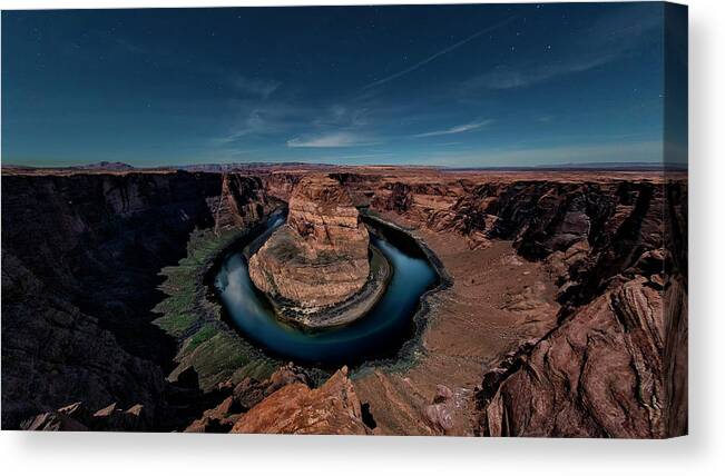 Horseshoe Canvas Print featuring the photograph Horseshoe Bend by Moonlight #1 by David Soldano